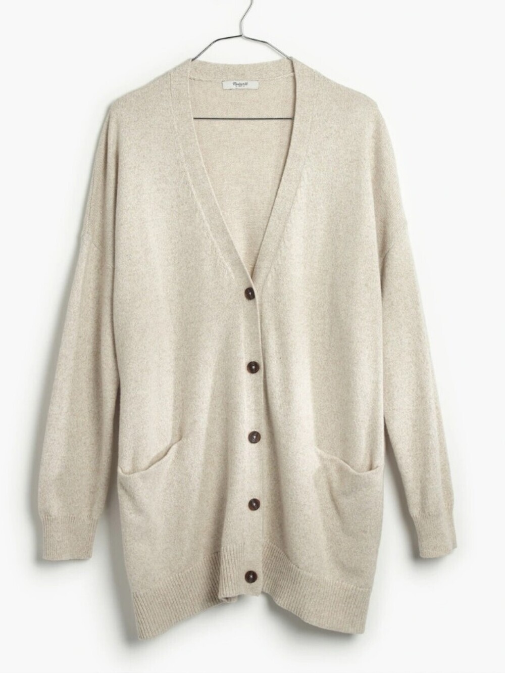 Madewell Long Cardigan Sweater Marled Flax Oversized XXS